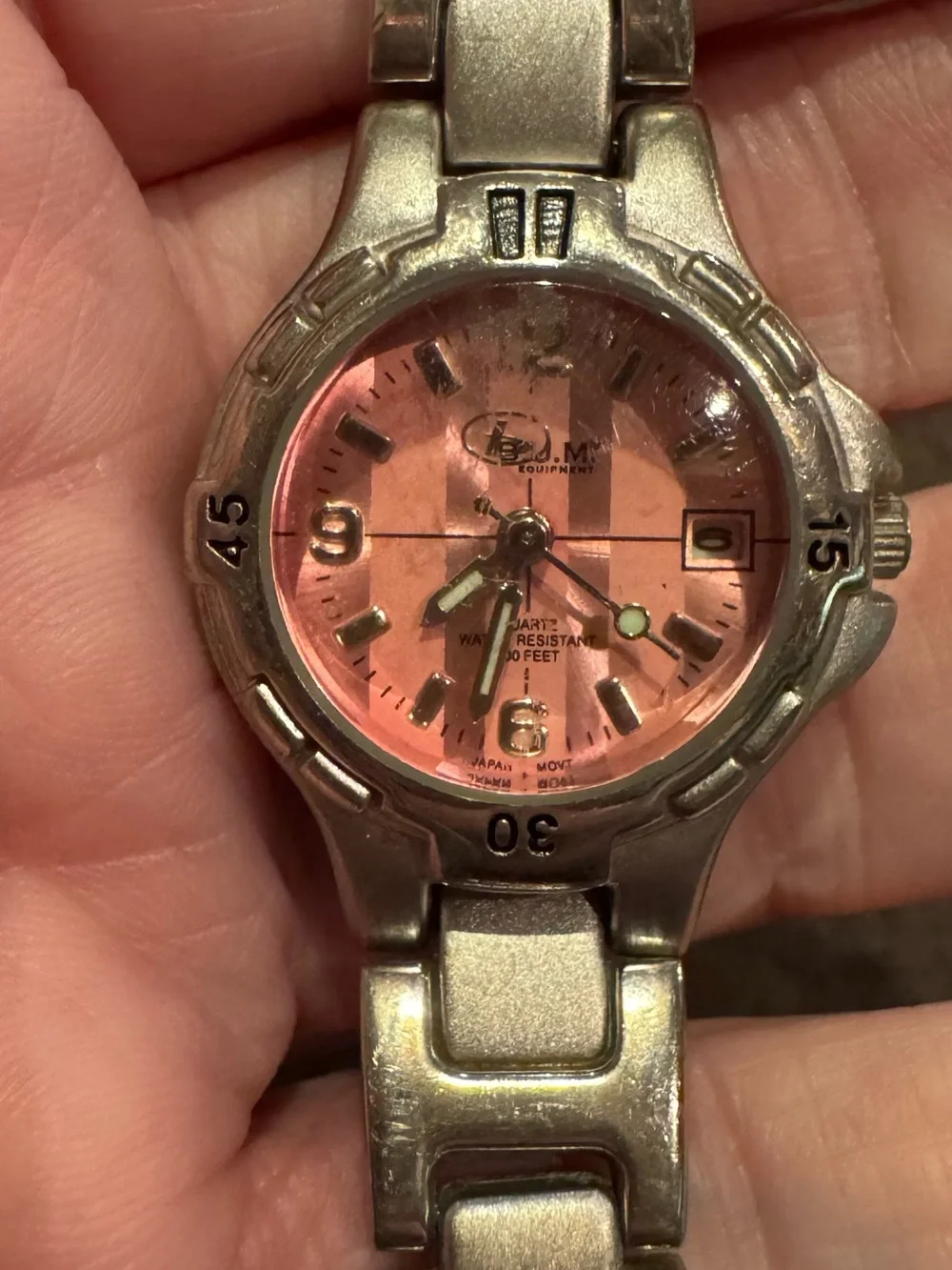 Pink Dial Stainless Steel Wristwatch - Unknown Brand
